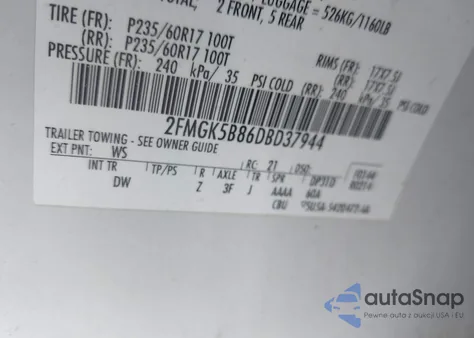 2013 Ford Flex Se z USA, uszkodzony, nr VIN 2FMGK5B86DBD37944